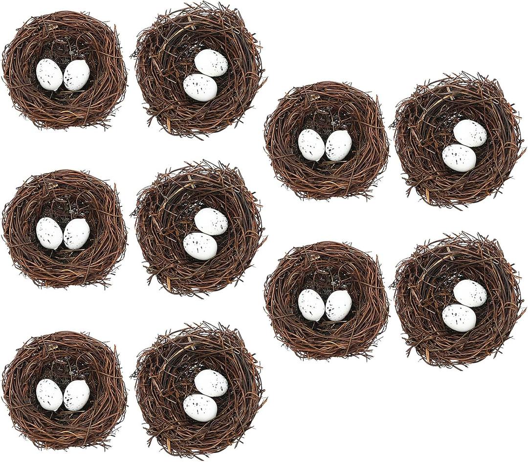 ONEST 30 Pieces Small Faux Bird Nest with Eggs Artificial Rattan Birds Nest for Easter Wedding Home Party Christmas Tree Decoration