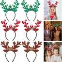 FRCOLOR 6 Pieces Christmas Reindeer Antlers Headbands Reindeer Antler Hair Hoop Headpiece for Christmas Party Holiday Favors