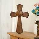 BGCarvedGrace Wooden Wall Cross with Heart Center, 20"L x 13"W