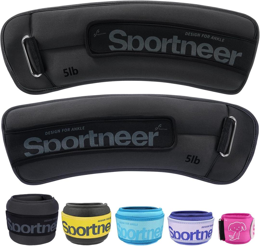 Sportneer Ankle Weights 5 LBS 1 Pair Wrist Leg Arm Weights for Women Men Kids Child with Adjustable Straps, Strength Weighted for Jogging Running Walking Fitness Gym Workout (Gray)