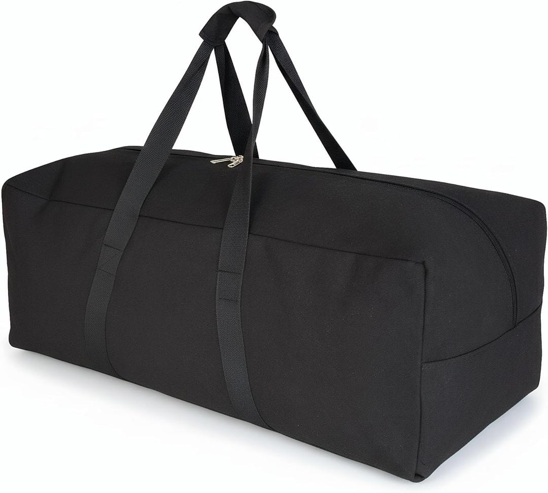 DoYiKe Extra Large Canvas Travel Duffle Bag Heavy Duty, Sports Military Camping Tent Travel Storage Black