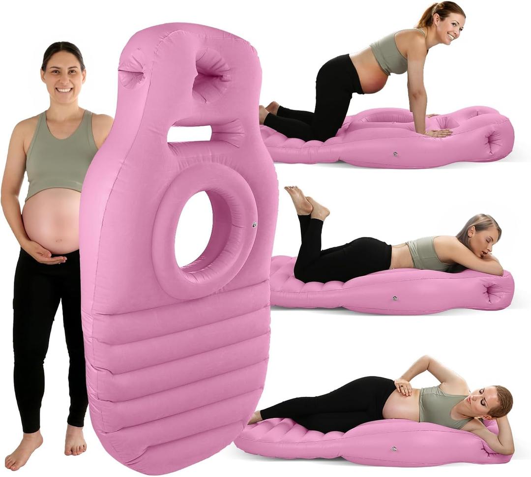 Inflatable Pregnancy Pillow, Full Body Maternity Airbed/Float with Hole for Tummy, The Best Pregnancy Pillow for Sleeping Prone, Maternity Pillow and Pregnancy Must Haves, Pink