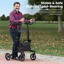Sunderwell Upright Walker for Seniors & Adults with Seat 450 lb Capacity, Stand Up Walkers Foldable, 19.8 lbs Lightweight, Adjustable Arms, 7.9-Inch Wheels for All Terrain Rollator Walker (Black02)