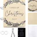 Hoolerry Christmas Wood Card Organizer Set Christmas Card Holder Include a 6 x 8 Cards Organizer a Hole Punch a Print Template 20 Protectors for Holiday Greeting Storage Gift (Classic)