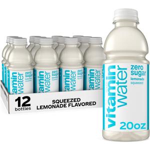 vitaminwater Zero Sugar Squeezed Lemonade Nutrient Enhanced Flavored Water Beverage, 20 fl oz Bottles, 12 pack (EXP 11/16/26)