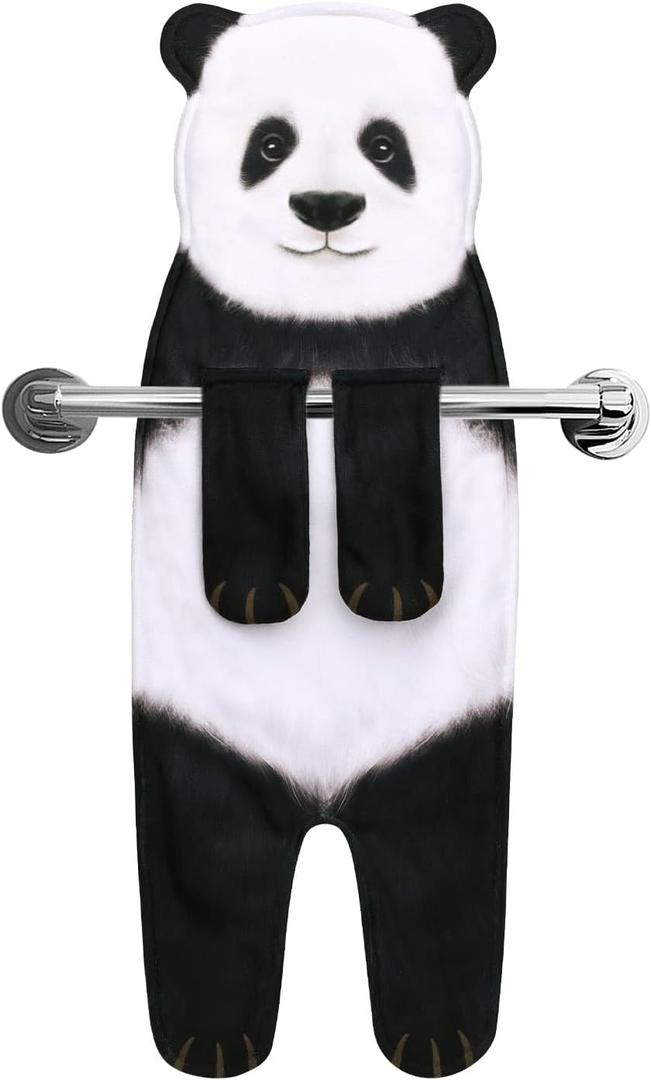 AGRIMONY Funny Panda Hand Towels for Bathroom Kitchen - Cute Decorative Decor Hanging Washcloths Face Towels Super Absorbent Soft - Housewarming Birthday Christmas Fun Gifts for Women Panda Lovers