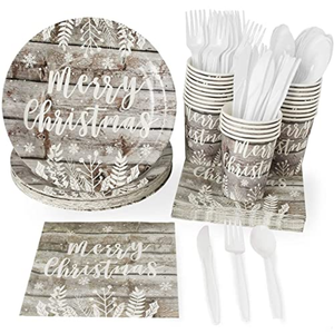 Sustainable Greetings Juvale 79 Piece Merry Christmas Party Plates