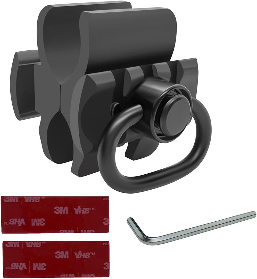 GOTCIAL Shotgun 12Ga Barrel Clamp W/Built-in QD Forward Sling Swivel Socket, 3-Slot Picatinny Rail Mount (1.25 in QD Sling Swivel and 2 PCS 4x6 mm Gasket Silicone Elastomer Included) (Black)