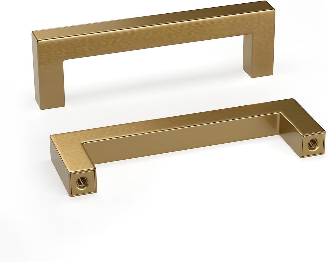goldenwarm 10 Pack Champagne Gold Cabinet Pulls 3-1/2 Inch Gold Cabinet Handles Champagne Bronze Drawer Pulls Brushed Bronze Drawer Handles Kitchen Dresser Hardware
