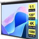 VIVOHOME 120 Inch 1:1 Pull Down Projector Screen, HD 4K Retractable Movie Screen for Indoor Home Theater and Office, Manual Projection Screen with Auto Locking (84Wx84H Inch Display Area) (White)