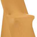 Peomeise Stretch Spandex Folding Chair Cover for Wedding Party Dining Banquet Event (Gold,12pcs)
