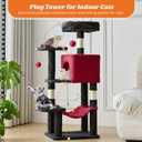 Sweetcrispy 44 Inch Cat Tree Tower, Cat Climbing Tower with Natural Sisal Scratching Posts, Hammock, Pet Condo for Indoor Cats and Kittens Play, Black and Red