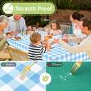 Smiry Rectangle Table Cloth, Waterproof Vinyl Tablecloth with Flannel Backing, Wipeable Buffalo Plaid Table Cover for Picnic, Indoor and Outdoor (Baby Blue & White, 60"x102")