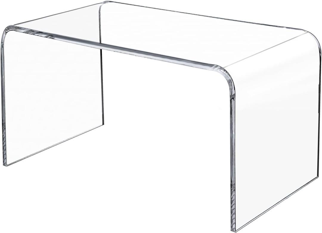 Premium 32" Acrylic Coffee Table, Clear Lucite Coffee Table for Living Room, Rectangle Plexiglass Center Waterfall Table,No Assembly Supports 200 LBS,32"x16"x16",0.6" Thick Fit for 2 Seat Sofa
