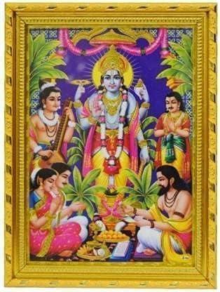 Satyanarayana Swamy Bhagwan Satyanarayan photo Framed Home Decor, Size 12x10 Inches (Pack of 1)