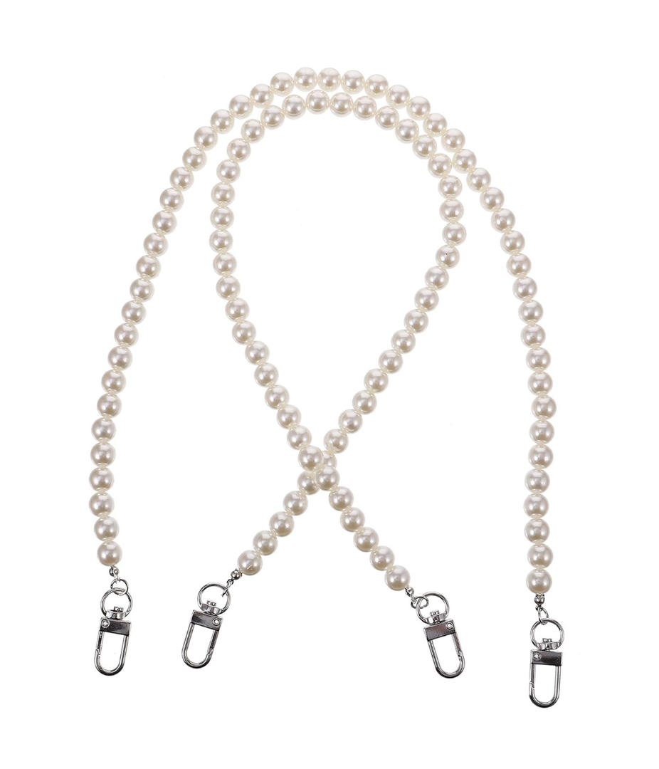 2pcs Metal Pearl Waist Chain for Jeans, Pants, and Bags, Vintage Geometric Design with Buckle for Punk, Hip-Hop, and Casual Styles