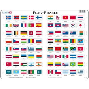 Larsen Puzzles Flags of The World 80 Piece Children's Educational Jigsaw Puzzle