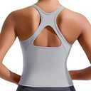RUNNING GIRL Workout Sports Bras for Women High Impact, Racerback Molded Cup Yoga Tops with Removable Pads, Grey XXL