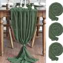 Artoid Mode Boho Forest Green Gauze 3 Pieces Wedding Table Runner, 120 Inch Birthday Fabric Kitchen Dining Holiday Table Decor for Home Party Indoor
