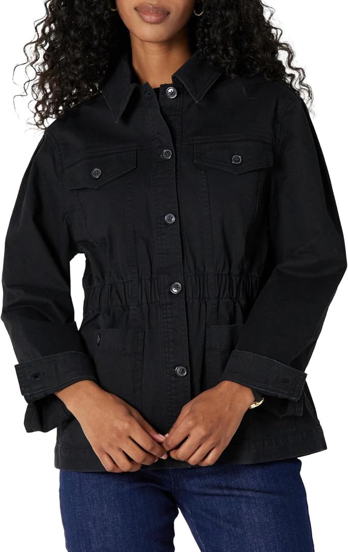 Amazon Essentials Women's Relaxed-Fit Dropped Shoulder Midweight Cotton Twill Jacket, XL
