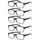 NORPERWIS Reading Glasses 5 Pairs Quality Readers Spring Hinge Glasses for Reading for Men and Women (5BLACK, 0.00)
