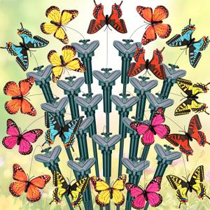 18 Pcs Solar Flying Moving Fluttering Waterproof Garden Stakes Decorations for Home Yard Pathway Garden Landscape Christmas Outdoor Indoor Centerpieces Gift Decorations (Butterfly)