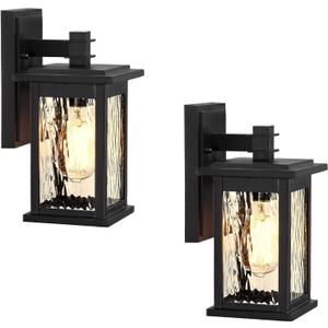 Outdoor Sconce Lights Black Aluminum Outside Light Fixtures for House Waterproof Outdoor Porch Light 2-Pack E26 Socket