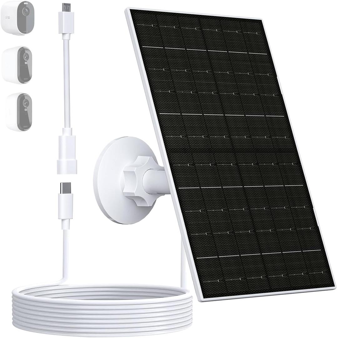 Zivif 7W Solar Panel for Arlo Essential 2K (2nd Gen), Essential XL Spotlight Cameras, USB-C Solar Charger with Micro USB Connector, IP66 Waterproof, 360 Adjustable Mount, 7.2ft Cable