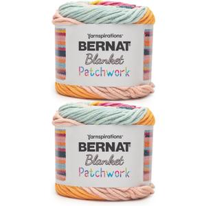 Bernat Blanket Patchwork Tropical Splash Yarn - 300g / 10.5oz - 100% Polyester - #6 Super Bulky - 220Yards - Knitting/Crochet