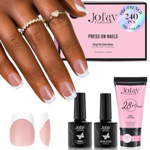 French Soft Gel Nail Tips Kit, Pink French , 240Pcs Medium Coffin