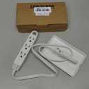 CABOCASA 3FT Ultra Flat Plug Extension Cord Power Strip with 3 Outlets, Patented Detachable Ultra-Thin Outlet Cover Concealer & Ultra-Flat Plug, Max. 13A 125V 1625W ETL Listed, White Color