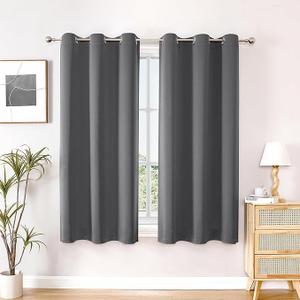 ChrisDowa Grommet Blackout Curtains for Bedroom and Living Room - 2 Panels Set Thermal Insulated Room Darkening Curtains (Grey, 38 x 45 Inch)