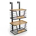 Over-the-Door Trash Bag Holder, Organizer and Dispenser, Stackable 2-Baskets with Heavy-Duty Hooks, 22 lbs Capacity, Carbon Steel, Bonus Adhesive Mounts, Multiuse Kitchen and Home Organizer