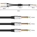 XMSJSIY 6.35mm 1/4" TS Male to Dual 6.35mm 1/4" TS Male Mono Stereo Y Cable Splitter Cord - 50cm