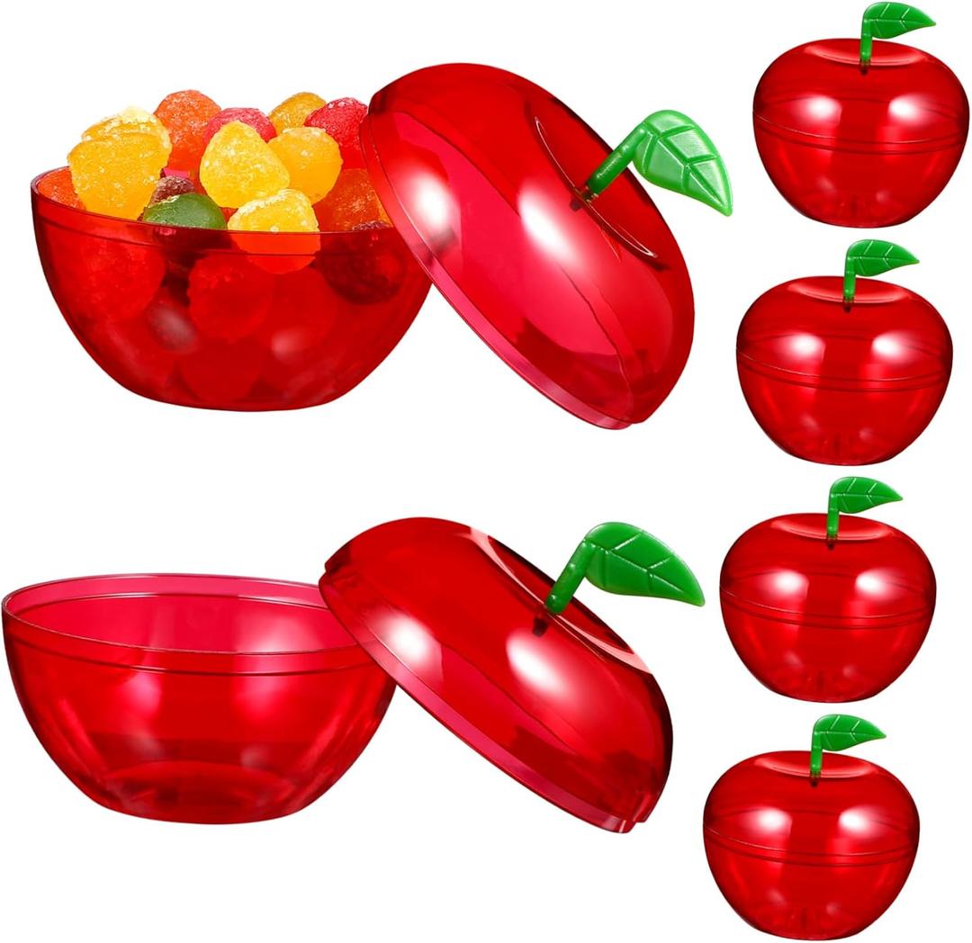 12Pcs Small Apple Shaped Candy Boxes,Red Plastic Apple Containers,Filled Bobbing Treat Jars,Fillable Favor Containers or Christmas Valentine Wedding Party Favors