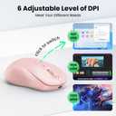 TECKNET Rechargeable Bluetooth Mouse, [ USB + BT5.0 + BT3.0 ] Wireless Mouse, Ergonomic Design, Silent Click, 6-Level 4800 DPI Wireless Mice, 3-Device Switching for Laptop, Computer, MacBookPink