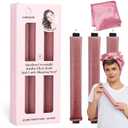 Heatless Curls Overnight Rods Jumbo Set, Heatless Hair Curler Velvet Satin Jumbo Flexi Rods to Sleep in, No Heat Overnight Sleeping Blowout Curls Wave Styling Tools with Silk Scarf 4pcs Dark Pink