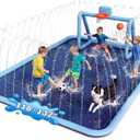 Splash Pad for Kids, 3-in-1 Sprinkler Splash Pad with Soccer Goal & Basketball Hoop, 118"x137" Extra Large Non-Slip Water Play Mat, Outdoor Water Toys for Kids, Backyard Summer Fun