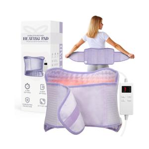 Heating Pad for Period Cramps, Upgraded Wrap Heating Pad for Back Pain Relief, Large 12''x 24''Heat Pad +26" Belt Adjustable 4 Timer 6 Heat Level Auto Shut Off, Christmas Birthday Gifts for Women Mom