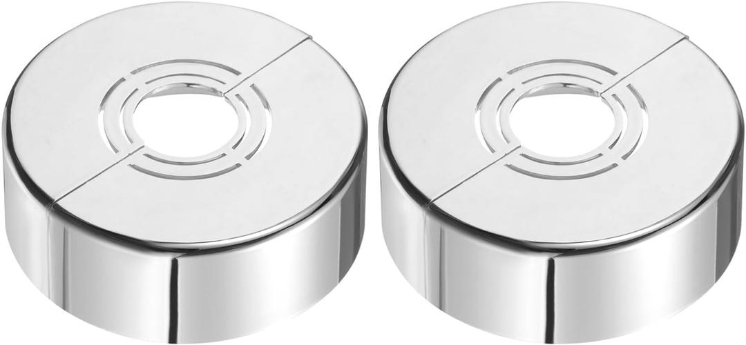 uxcell Wall Split Flange, 2 Pcs 70x25 mm - Cuttable ABS Round Escutcheon Plate Cover Buckle, Shower Arm Flange for 20/25/33mm(0.8/1.0/1.3 Inch) Water Pipe Faucet Decoration (Silver)