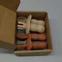 KeaBabies 4-Pack Silicone Baby Spoons and Forks Set - Baby Led Weaning Utensils 6-12 Months, Self Feeding Toddler Spoon & Fork for Training, Teething, Easy to Hold, BPA-Free Silicone (Terracotta)