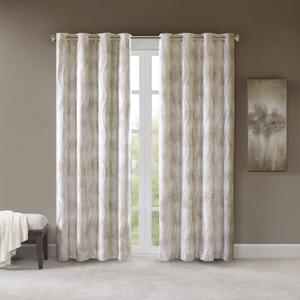 Sun Smart Total Blackout Curtain Victorio Printed Jacquard Grommet Top Single Window Curtain Panel Thermal Insulated Light Blocking Drape for Bedroom Living Room and Dorm 50 x 84 in, Ivory