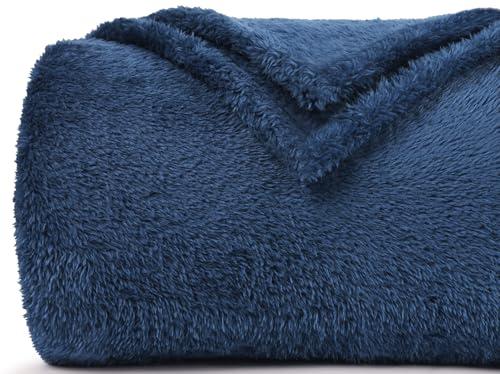 Felesha Fingal Plush Fleece Throw Blanket for Couch and Bed, Fluffy Fuzzy Cozy Lightweight Soft Blankets All Season Use (40x50 Inches,Navy Blue)
