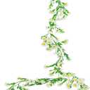 CISDUEO Artificial Daisy Flowers Vine Silk Wildflower Garland Spring Fake Flower Vine Hanging Ivy White Daisy Flowers Green Leaves for Wall Party Wedding Arch Floral Decor Home Indoor Outdoor Ceremony