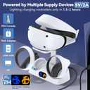 Controller Charging Dock for PS5 VR2, PSVR 2 Charging Station with VR Headset Holder Display Stand, PS VR2 Controller Charger for PSVR2 Accessories with Led Indicator, 2 Magnetic Clasp & Type-C Cable