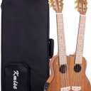 Kmise Double Neck Electric Tenor Ukulele, 4 & 8 String, Mahogany, Professional, Unique Professional Made Dual Neck Headstock with Gig Bag (Double Neck)