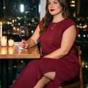 OLRIK Plus Size Maxi Dresses for Curvy Women 2026 Summer Casual Cap Sleeve Split Long Dress with Pockets Loose Fit (Red, XXL)