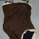 SUUKSESS Women One Piece Tummy Control Swimsuit Strapless Bandeau Bathing Suit (Large, Brown)
