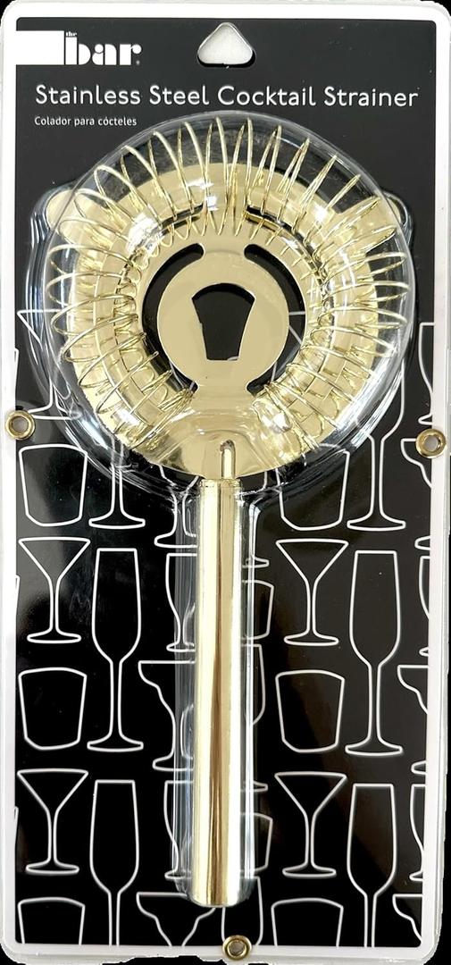 Gold Stainless Steel Cocktail Strainer plus scoop