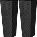 Greesum 32 Inch Tall Plastic Planters with Rattan Texture  Set of 2, Detachable Inner Pot & Drainage Holes, Indoor/Outdoor Decorative Flower Pots for Large Plants, Trees, Patio, and Garden, Black